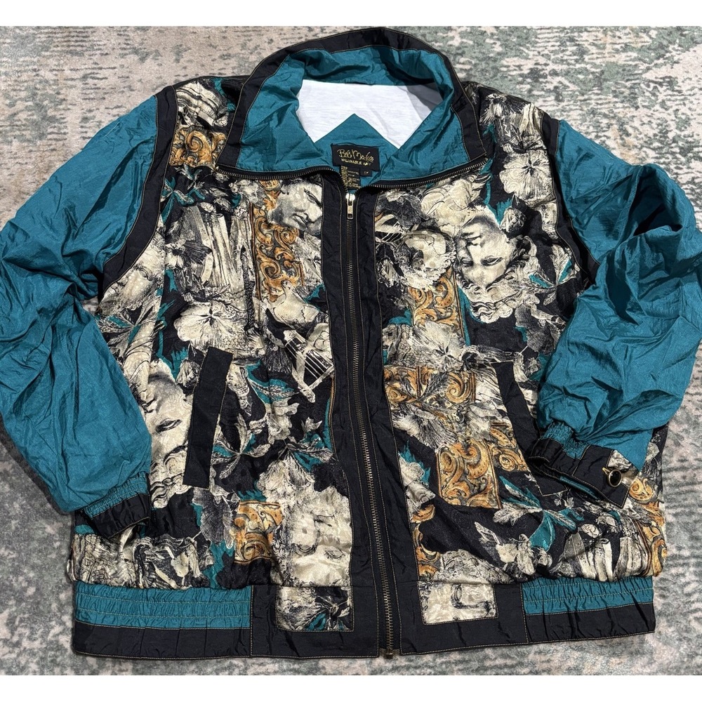 VTG 90s Bob Mackie Wearable Art Baroque Renaissance Jacket Teal Plus Size 1X